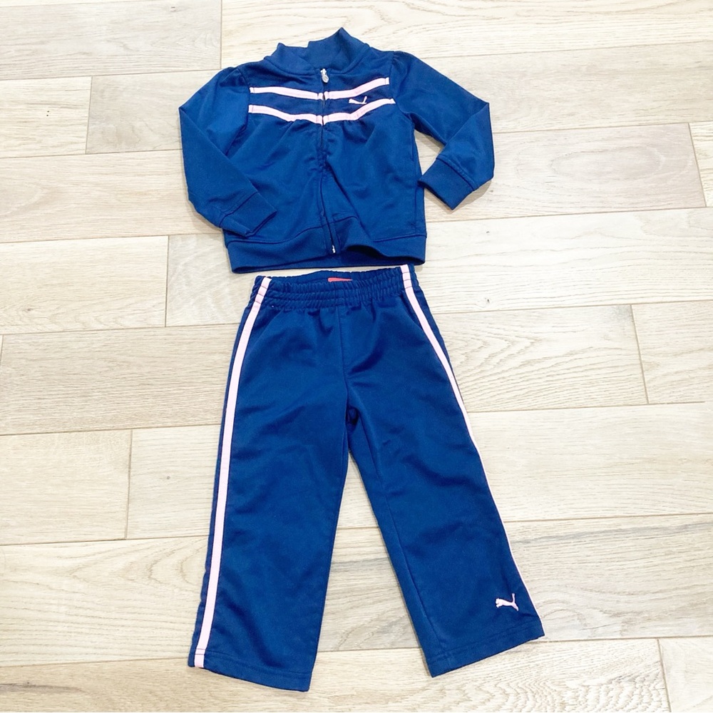 Puma Navy Tracksuit with Light Pink Accents